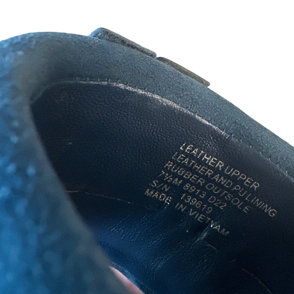 Tory Burch Blue‎ Suede Cork Slide Sandals Double T Logo Patent Sz 7.5
